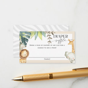 Cute Safari Oerwoud baby shower diaper raffle Encl Informatiekaartje