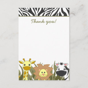 Cute Safari Oerwoud Baby shower Flat Hartelijk dan Bedankkaart