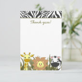 Cute Safari Oerwoud Baby shower Flat Hartelijk dan Bedankkaart (Staand voorkant)