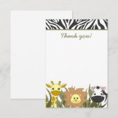 Cute Safari Oerwoud Baby shower Flat Hartelijk dan Bedankkaart (Voorkant / Achterkant)