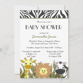 Cute Safari Oerwoud Baby shower Uitnodiging