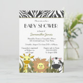 Cute Safari Oerwoud Baby shower Uitnodiging (Staand voorkant)