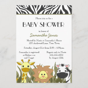 Cute Safari Oerwoud Baby shower Uitnodiging