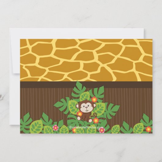 Cute Safari Oerwoud Birthday Party Invitations Kaart (Achterkant)