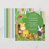 Cute Safari Oerwoud Birthday Party Invitations Kaart (Voorkant / Achterkant)