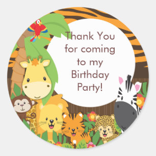 Cute Safari Oerwoud Birthday Party Ronde Sticker