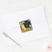 Cute Safari Oerwoud Birthday Party Vierkante Sticker (Envelop)