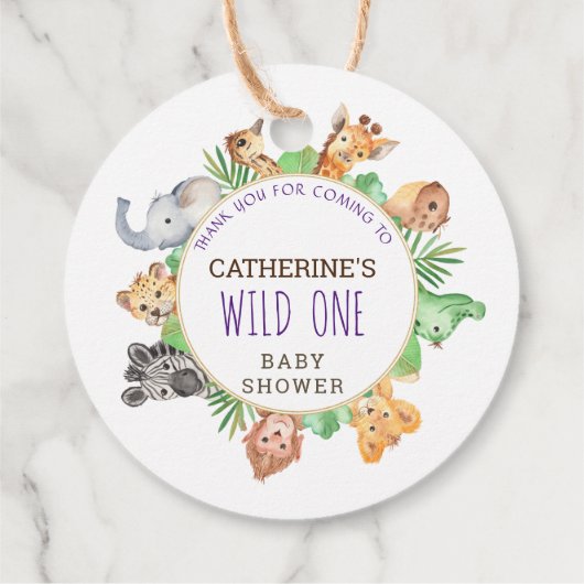 Cute Safari Oerwoud Boys Baby shower Bedankjes Labels (Achterkant)