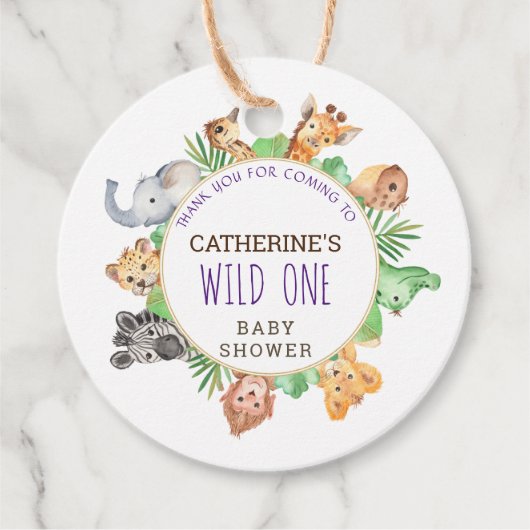 Cute Safari Oerwoud Boys Baby shower Bedankjes Labels (Voorkant)