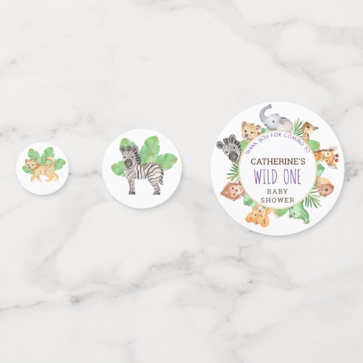 Cute Safari Oerwoud Boys Baby shower Confetti (Achterkanten)