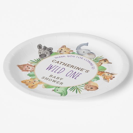 Cute Safari Oerwoud Boys Baby shower Papieren Bordje (Gekanteld)