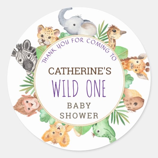 Cute Safari Oerwoud Boys Baby shower Ronde Sticker (Voorkant)