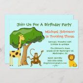 Cute Safari Oerwoud dierentuin Kaart (Voorkant / Achterkant)