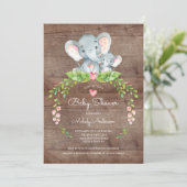 Cute Safari Oerwoud Elephant Baby shower Invitatio Kaart (Staand voorkant)