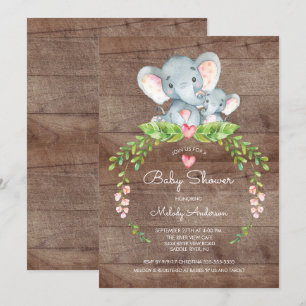 Cute Safari Oerwoud Elephant Baby shower Invitatio Kaart