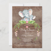 Cute Safari Oerwoud Elephant Baby shower Invitatio Kaart (Voorkant)