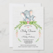 Cute Safari Oerwoud Elephant Baby shower Invitatio Kaart (Voorkant)