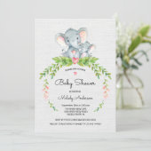 Cute Safari Oerwoud Elephant Baby shower Invitatio Kaart (Staand voorkant)