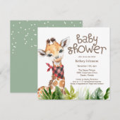 Cute Safari Oerwoud Giraffe Baby shower Kaart (Voorkant / Achterkant)