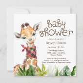 Cute Safari Oerwoud Giraffe Baby shower Kaart (Voorkant)