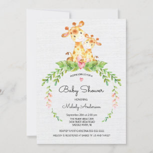Cute Safari Oerwoud Giraffe Baby shower Kaart