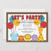 Cute Safari Oerwoud Kinderen van Birthday Kaart (Voorkant)