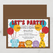 Cute Safari Oerwoud Kinderen van Birthday Kaart (Voorkant / Achterkant)