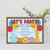 Cute Safari Oerwoud Kinderen van Birthday Kaart (Staand voorkant)