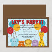 Cute Safari Oerwoud Kinderen van Birthday Kaart (Voorkant / Achterkant)