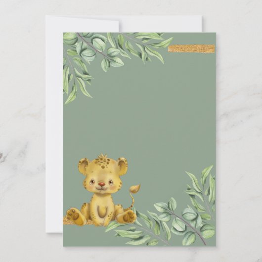 Cute Safari Oerwoud Lion Eucalyptus Baby shower Kaart (Achterkant)