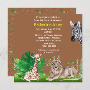 Cute Safari Oerwoud Lion Giraffe Zebra Kaart