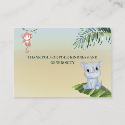 Cute Safari Oerwoud Little Animals Baby shower Informatiekaartje (Achterkant)