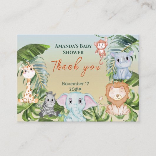 Cute Safari Oerwoud Little Animals Baby shower Informatiekaartje (Voorkant)