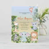 Cute Safari Oerwoud Little Animals Baby shower Kaart (Staand voorkant)