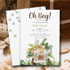 Cute Safari Oerwoud Zoo Animals Boy Baby shower Kaart