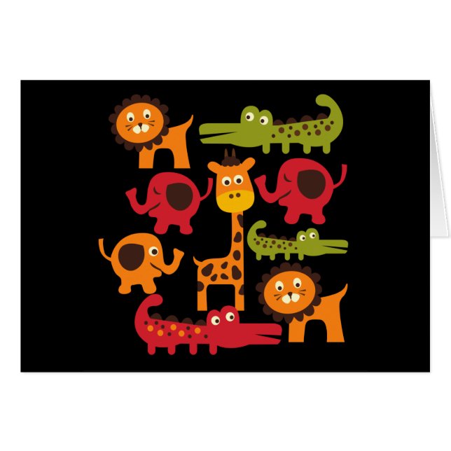 Cute Safari Oerwoud Zoo Animals Print Gifts (Voorkant Horizontaal)