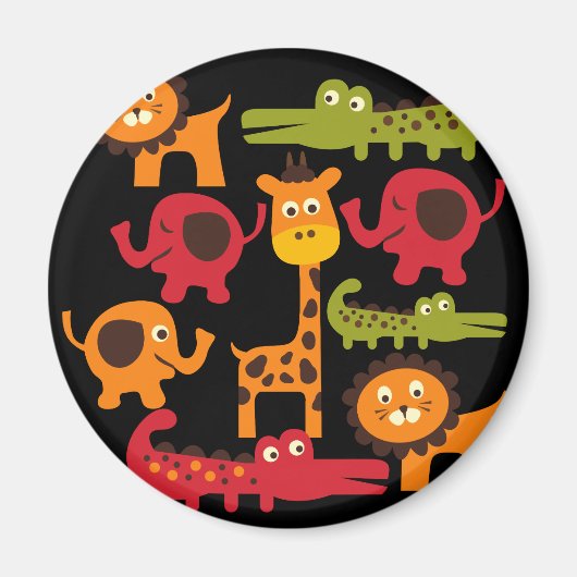 Cute Safari Oerwoud Zoo Animals Print Gifts Magneet (Voorkant)