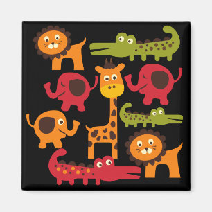 Cute Safari Oerwoud Zoo Animals Print Gifts Magneet