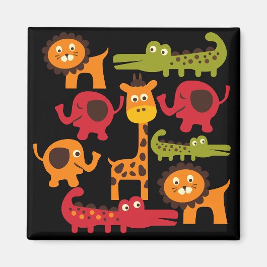 Cute Safari Oerwoud Zoo Animals Print Gifts Magneet (Voorkant)