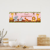 Cute Safari Oerwouden Birthday Party Banner Poster (Keuken)