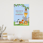 Cute Safari Oerwouden Birthday Party Banner Poster (Keuken)