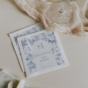 Cute Safari Toile de Jouy   Blauwe baby shower  Servet