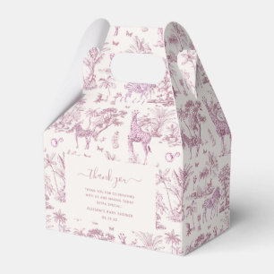 Cute Safari Toile de Jouy Roze cadeautje voor ba Bedankdoosjes
