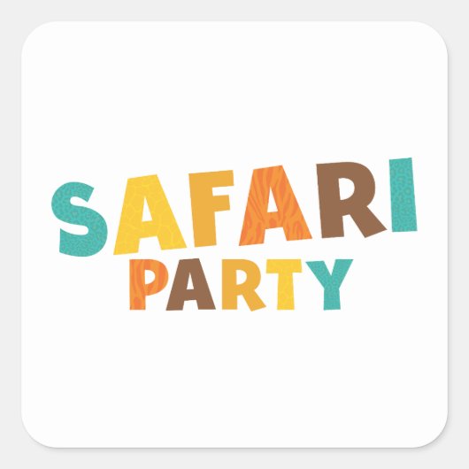 Cute Safari Vierkante Sticker (Voorkant)