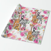 Cute Safari vrienden, giraffe, zebra, tijger Cadeaupapier (Uitgerold)