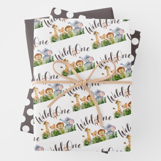 Cute Safari Waterverf Birthday Inpakpapier Vel (In situ)