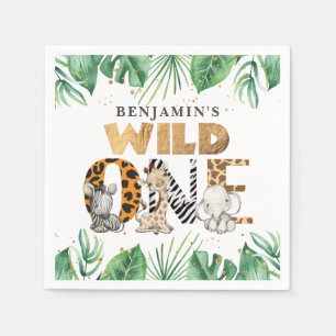 Cute Safari Wild Eén eerste verjaardag Servet