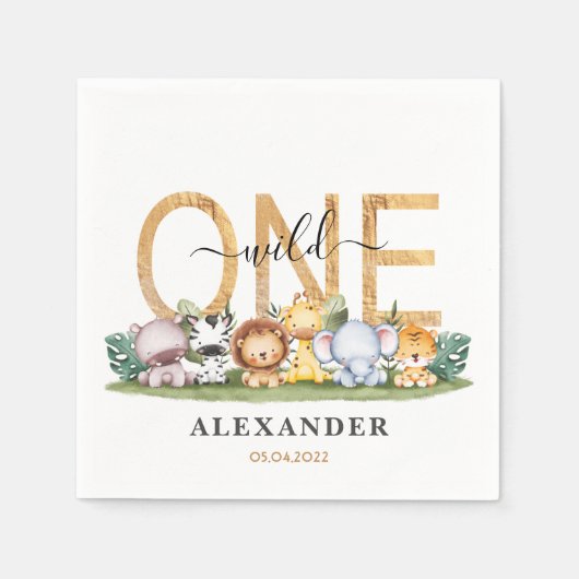 Cute Safari Wild One 1ste verjaardag Napkins Servet (Voorkant)