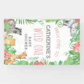 Cute Safari Wild One Baby shower Welkom Spandoek (Horizontaal)