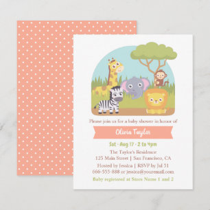 Cute Safari Wilde Dieren Baby Shower Kaart